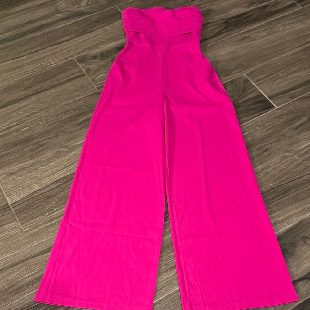 Express Vibrant Pink Strapless Jumpsuit